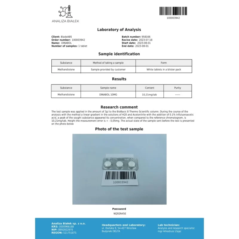 Dinabolyn 10 mg (Methandienone) – Image 3