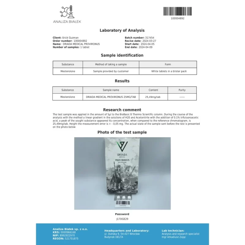 Provironus 25 mg (Mesterolone) – Image 5