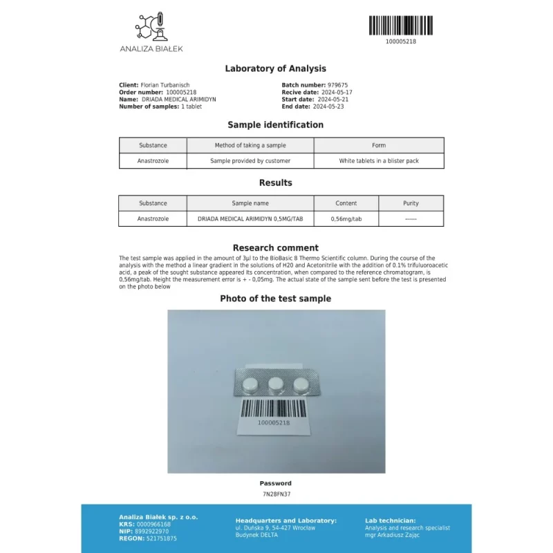 Arimidyn 0.5 mg (Anastrozole) – Image 3