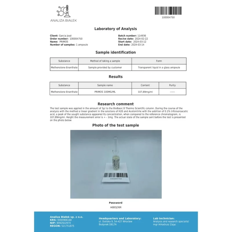 Primos 100 mg/ml (Methenolone Enanthate) – Image 4