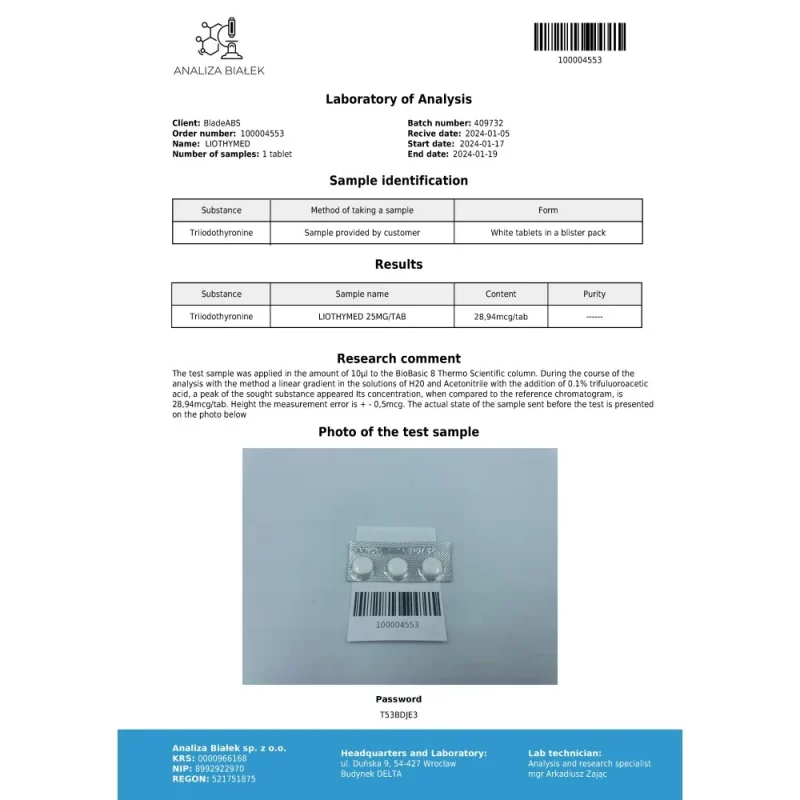 Liothymed 25 mcg (T3 - Triiodothyronine) – Image 2