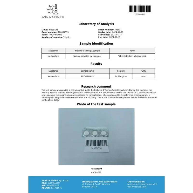 Provironus 25 mg (Mesterolone) – Image 3