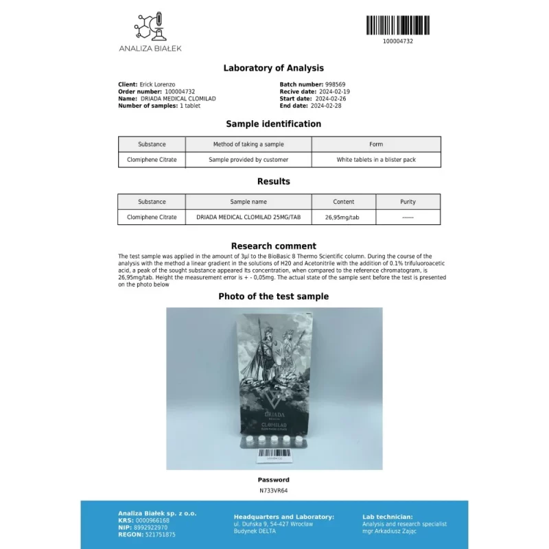 Clomilad 25 mg (Clomiphene Citrate) – Image 2