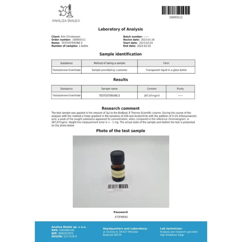 Testos 250 mg/ml (Testosterone Enanthate) – Image 3