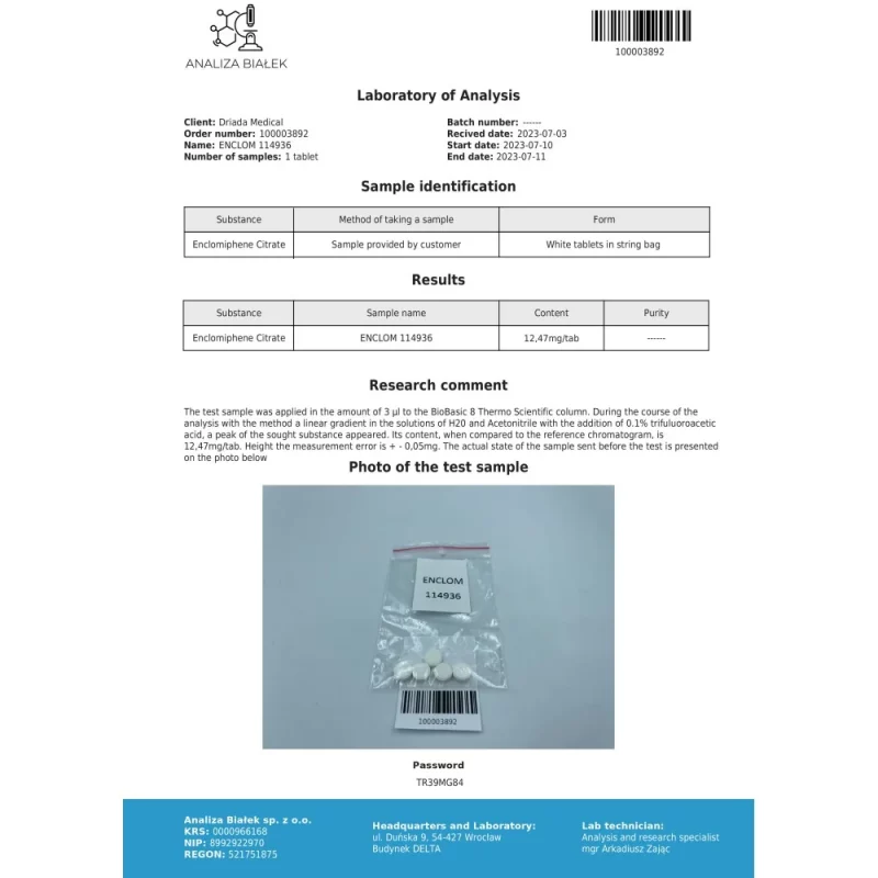 Enclomilad 12.5 mg (Enclomiphene citrate) – Image 3